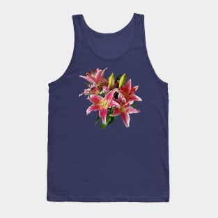 Pink Lily Flowers Tank Top